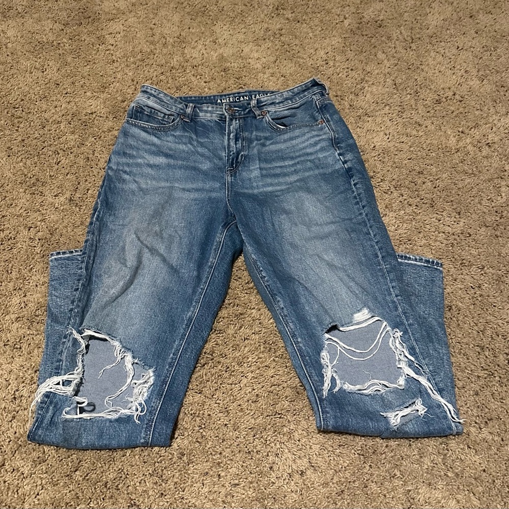 American Eagle Outfitters Women's Ripped Blue Boyfriend Jeans
